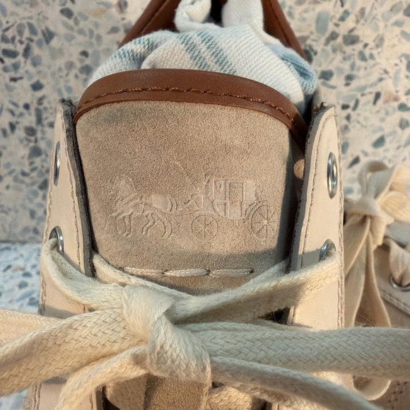 Coach Paddy A01987 Beige Suede Leather Low Top Sneakers Women’s 8.5 - Picture 3 of 8